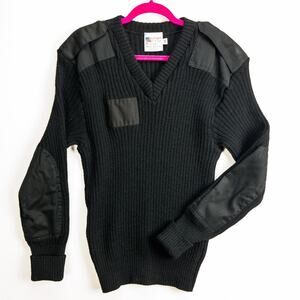 Vintage Commando Military Sweater Wool Men’s Large Black Made in USA USMC Style